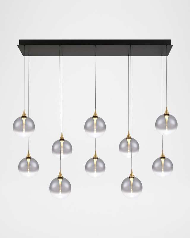 Lissa 47" 10-Light LED Chandelier, Gold/Smoke